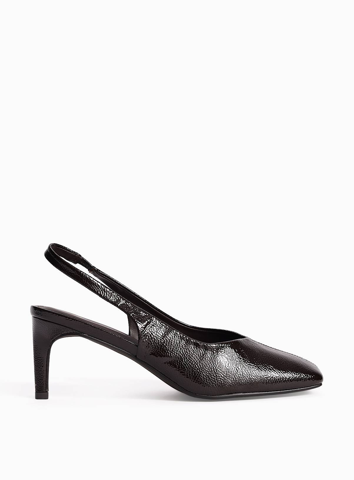 Dark Red Square Toe Slingback Heels 5 - Image 1